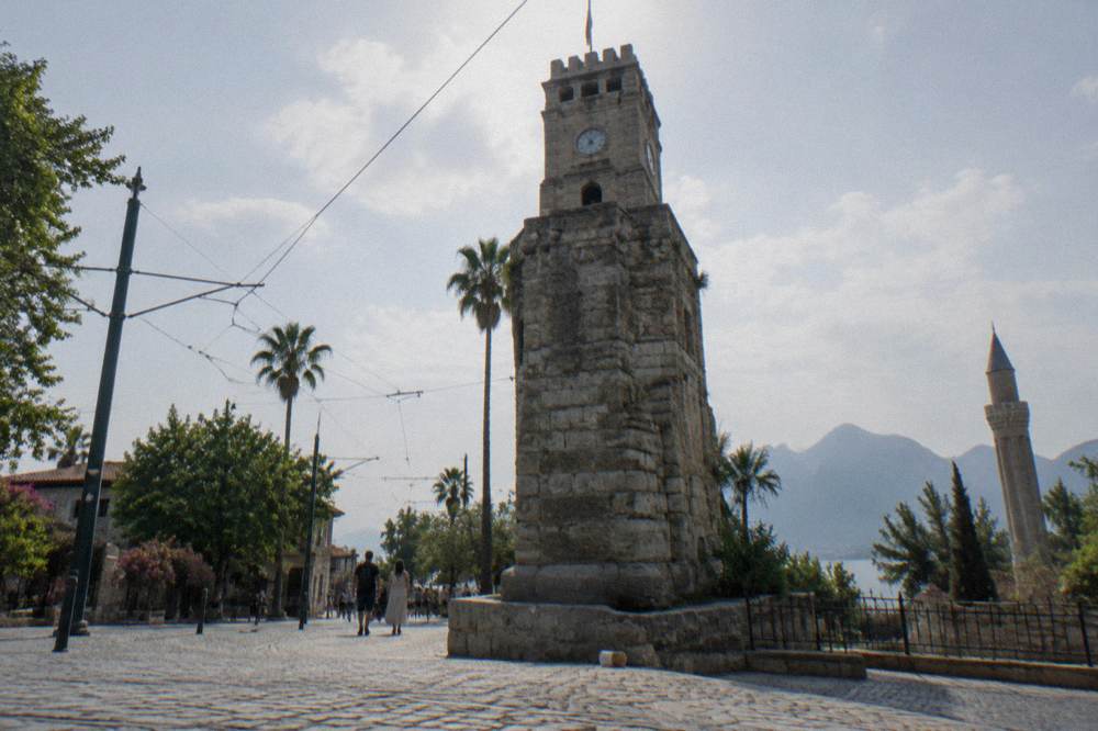 The Clock Tower at the northern gate of the old town above a stone square