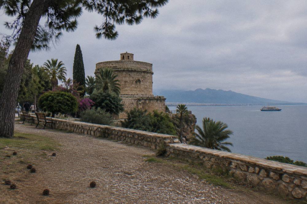 Hidirlik Tower seen from the open park above the cliffs