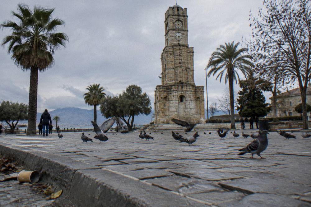 Stone archway of an ancient Roman gate in Antalya old town